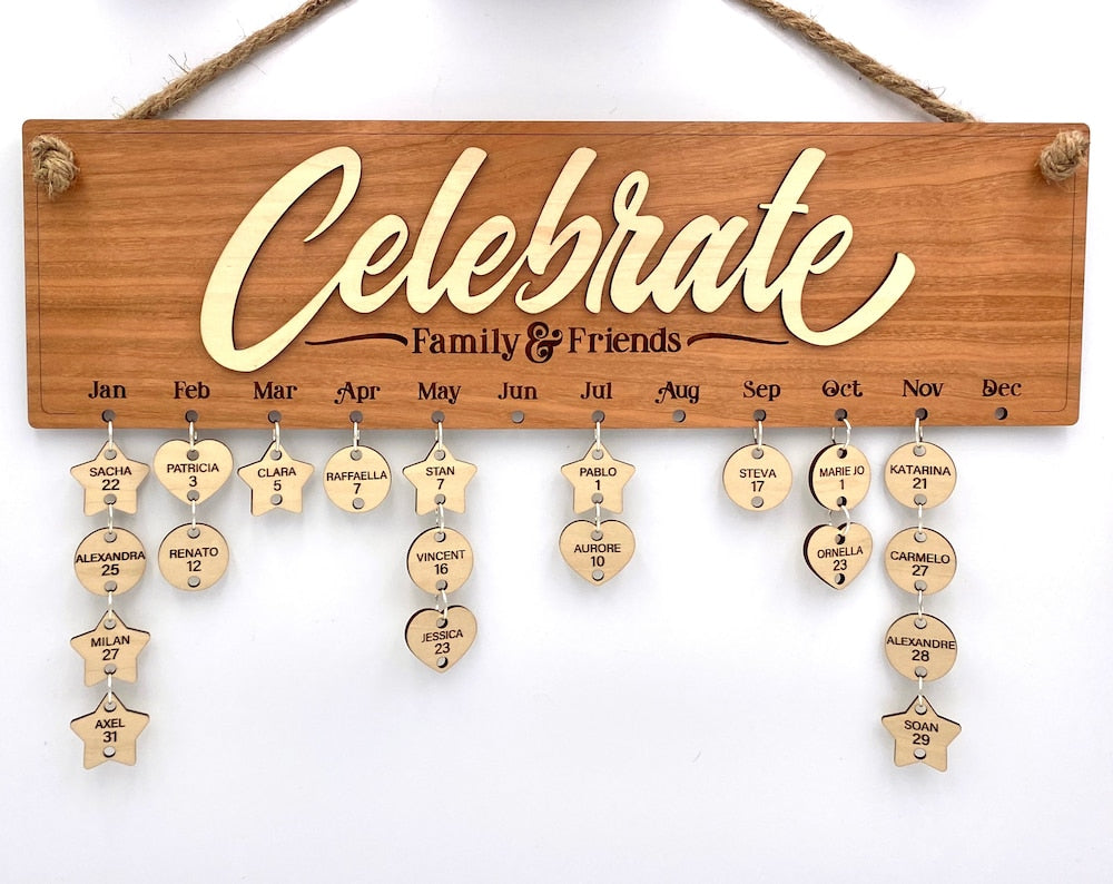 Personalized wooden birthday calendar