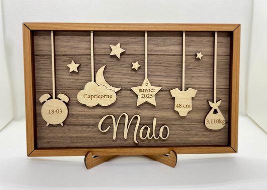 Cadre de naissance en bois personnalisé