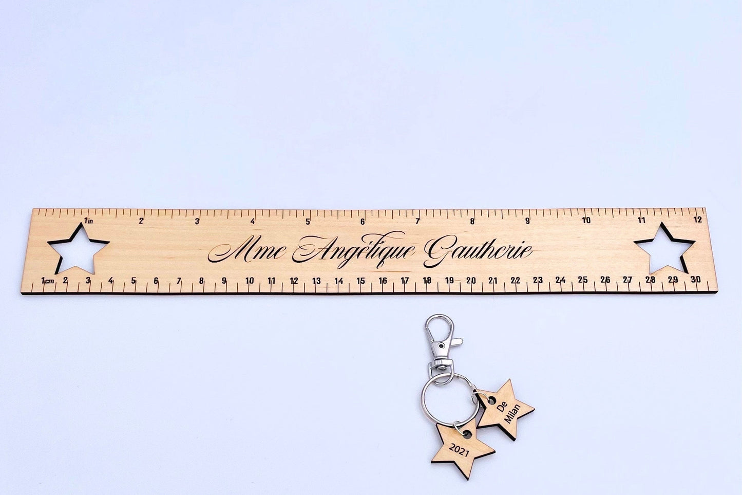 Cadeau de fin d'année - Règle personnalisée avec gravure