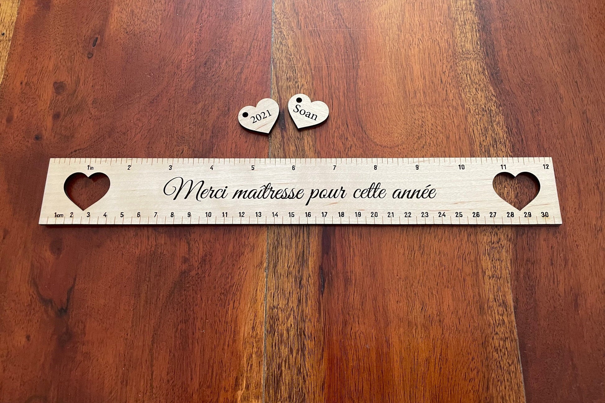 Cadeau de fin d'année - Règle personnalisée avec gravure